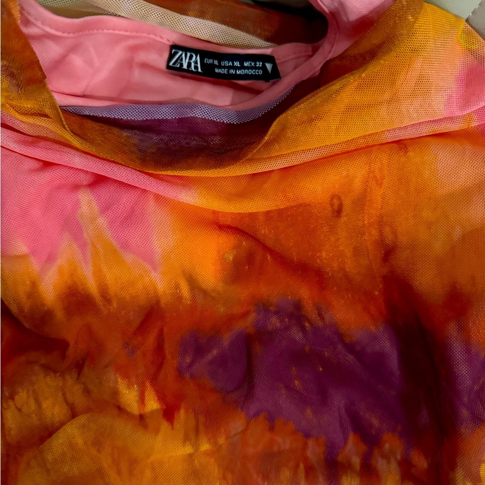 Zara ruched tulle top sz xl